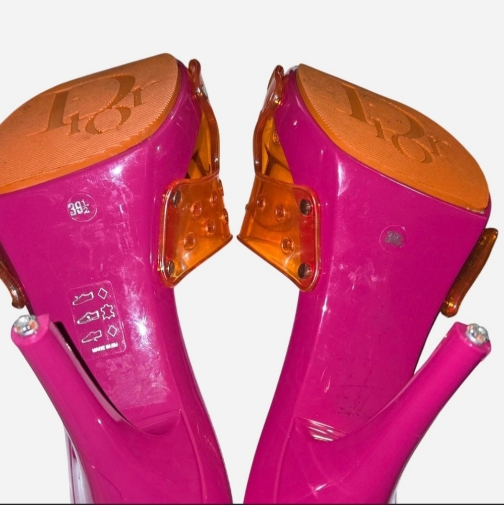 Dior orange and pink jelly mules size 39.5 - Picture 3 of 4
